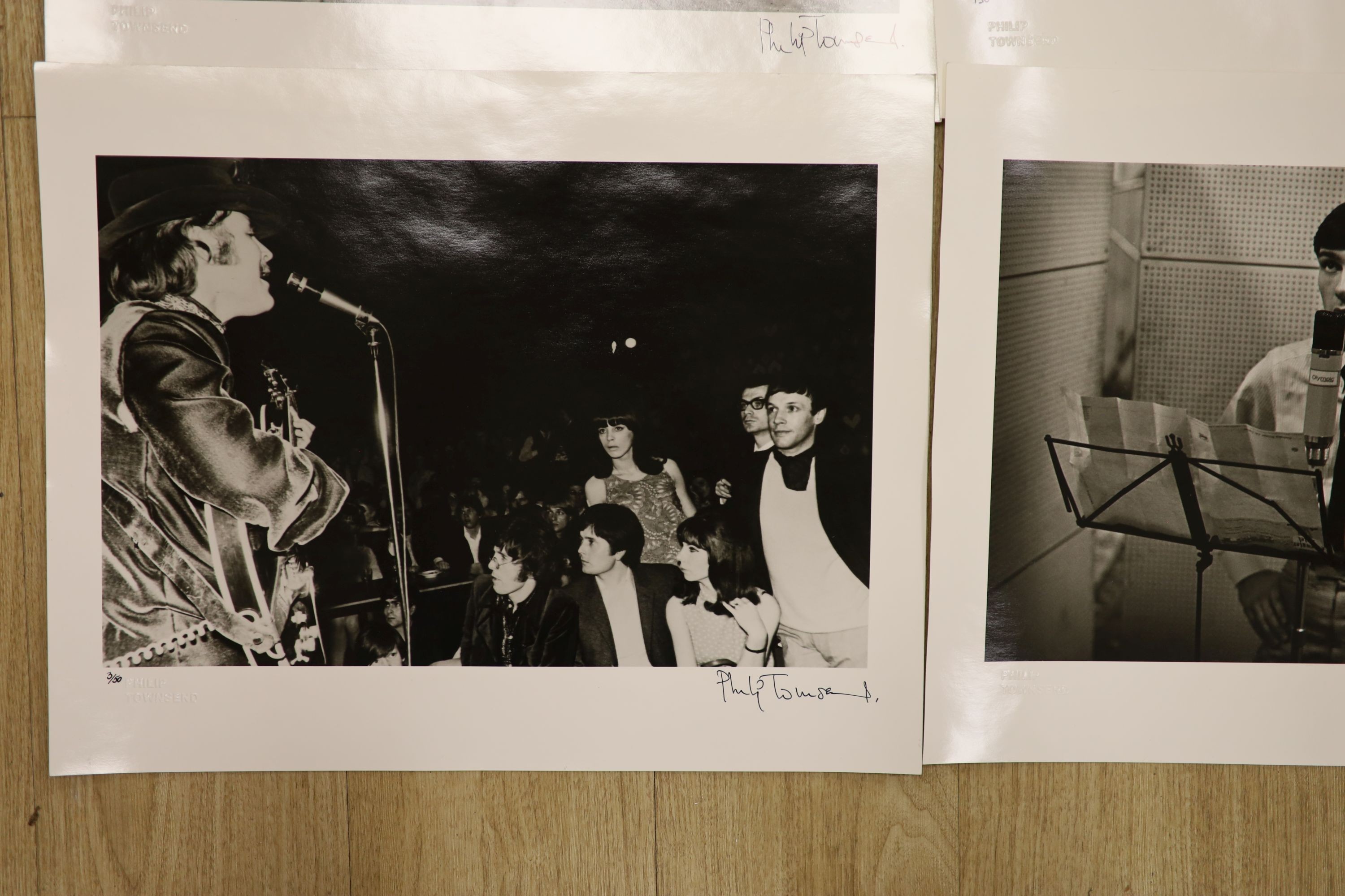 Philip Townsend (1940-2016), four silver gelatin prints signed and numbered by the photographer in black ink and blindstamped to the lower border, 1960's pop stars, overall 40 x 51cm, unframed.